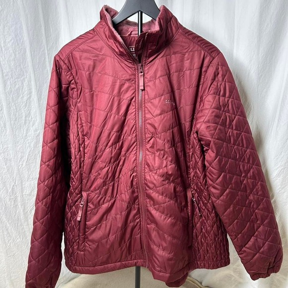 L.L. Bean Jackets & Blazers - LL Bean Jacket Womens 1X Plus Burgundy Quilted PrimaLoft Fleece Lined Full Zip